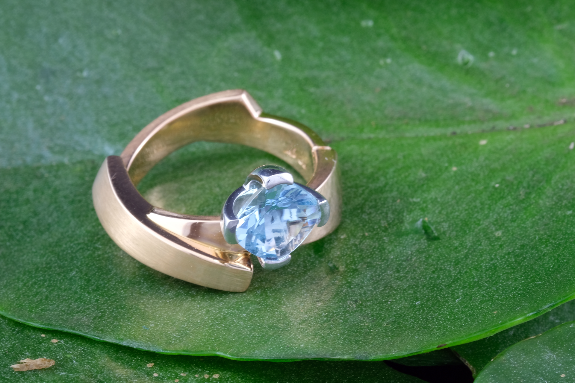 Aquamarine Cushion Cut Rose Gold Ring
