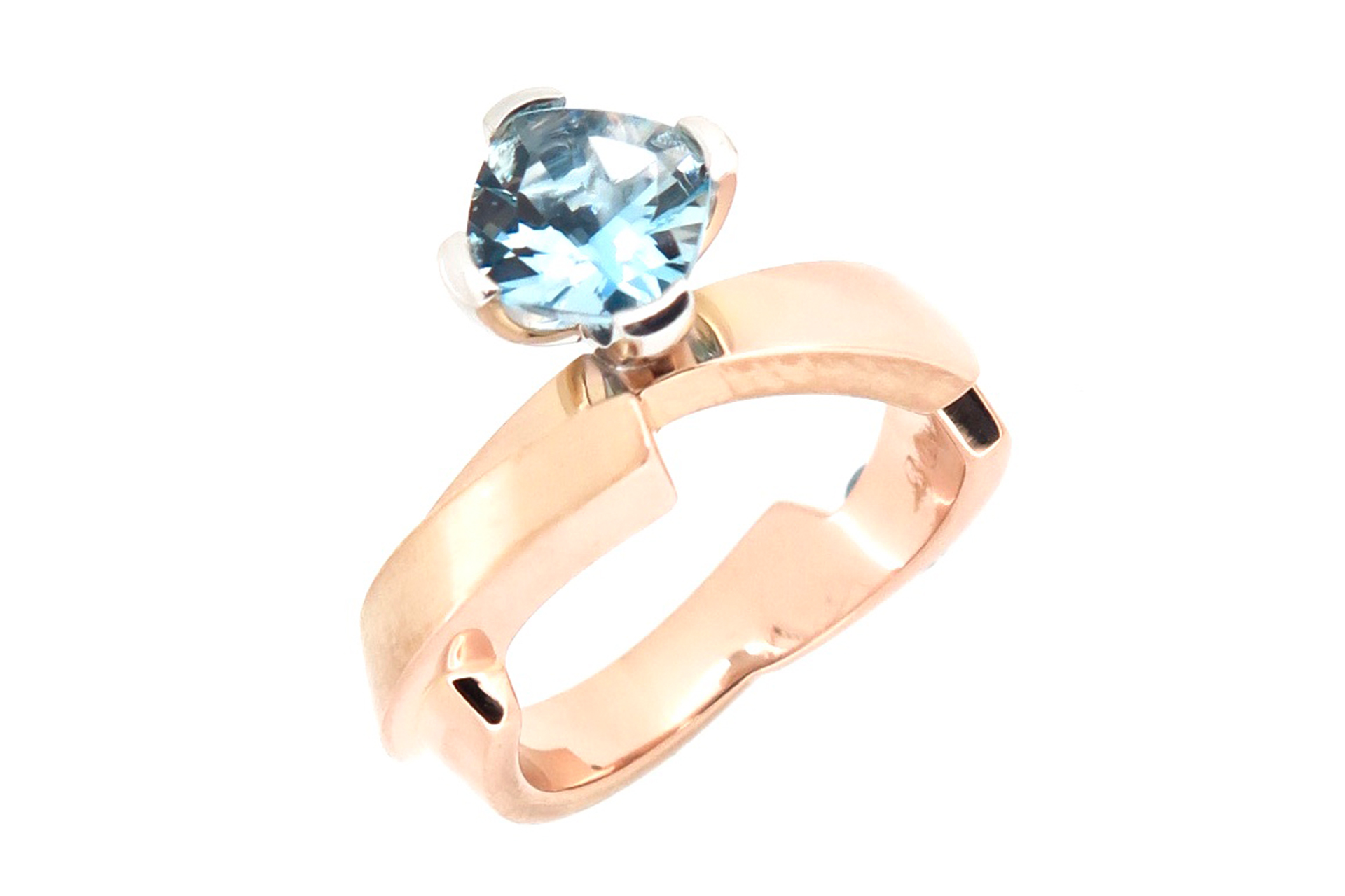 Aquamarine Cushion Cut Rose Gold Ring