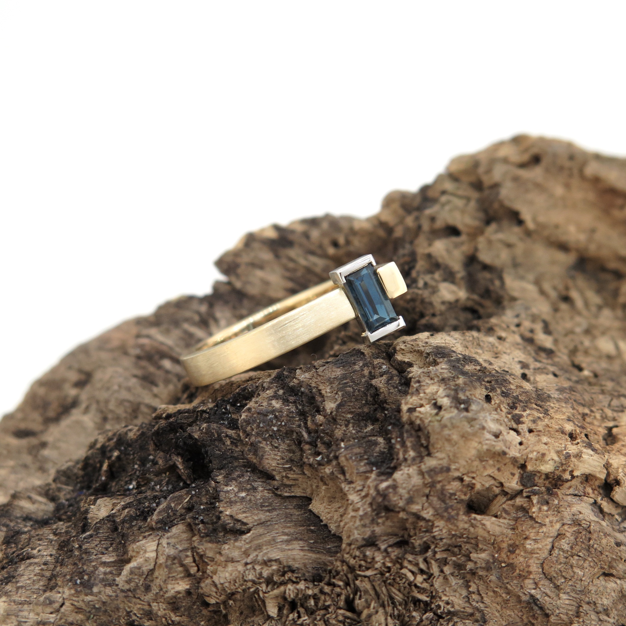 Asymmetrical Sapphire and Diamond Ring