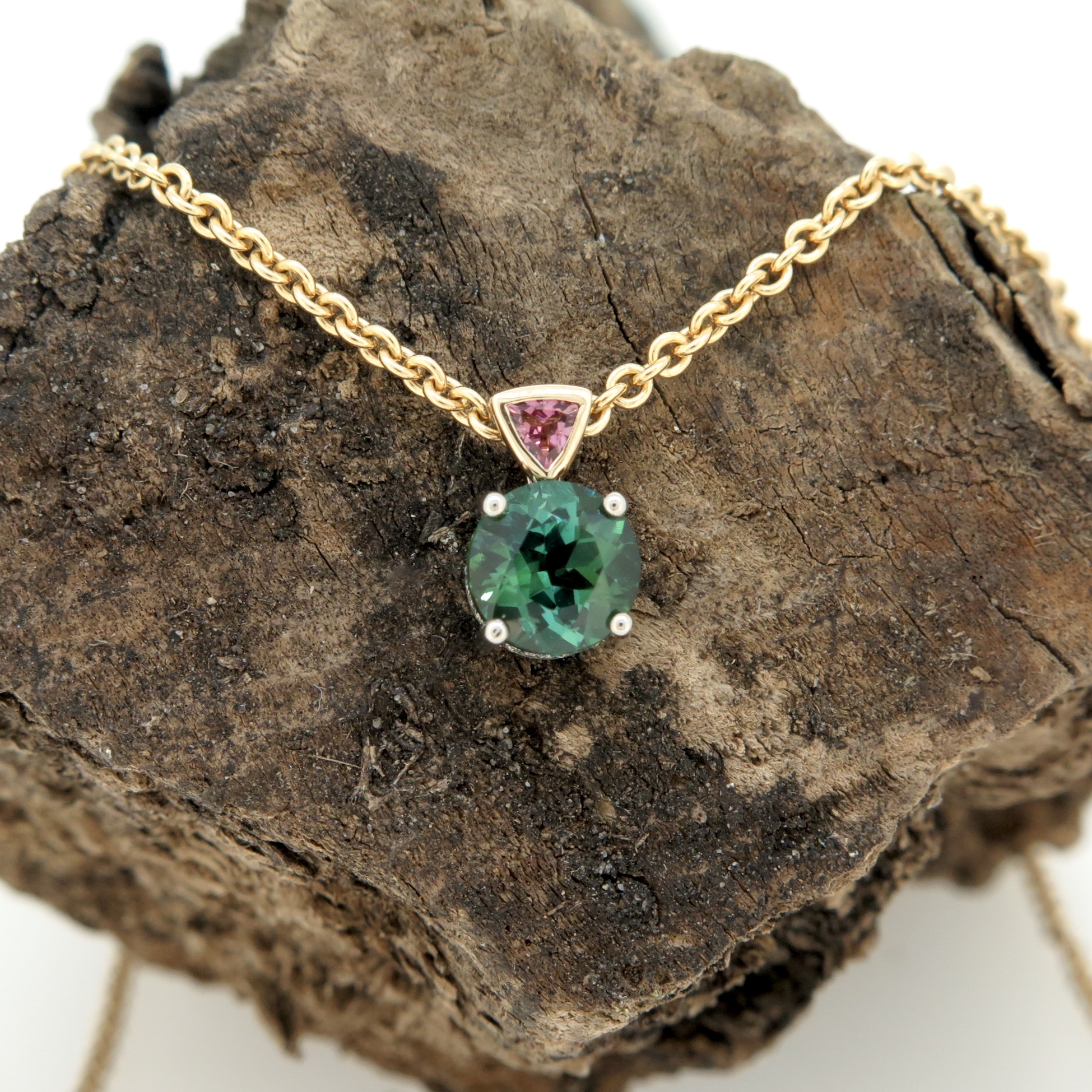 Tourmaline and Diamond Pendant