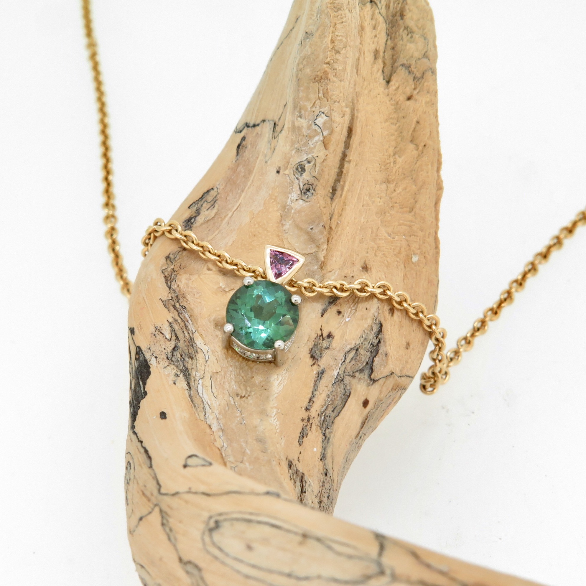 Tourmaline and Diamond Pendant