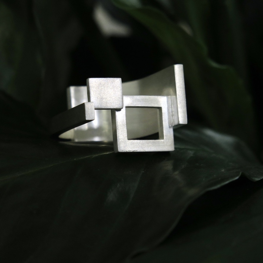 Handmade sterling silver rectangular ring