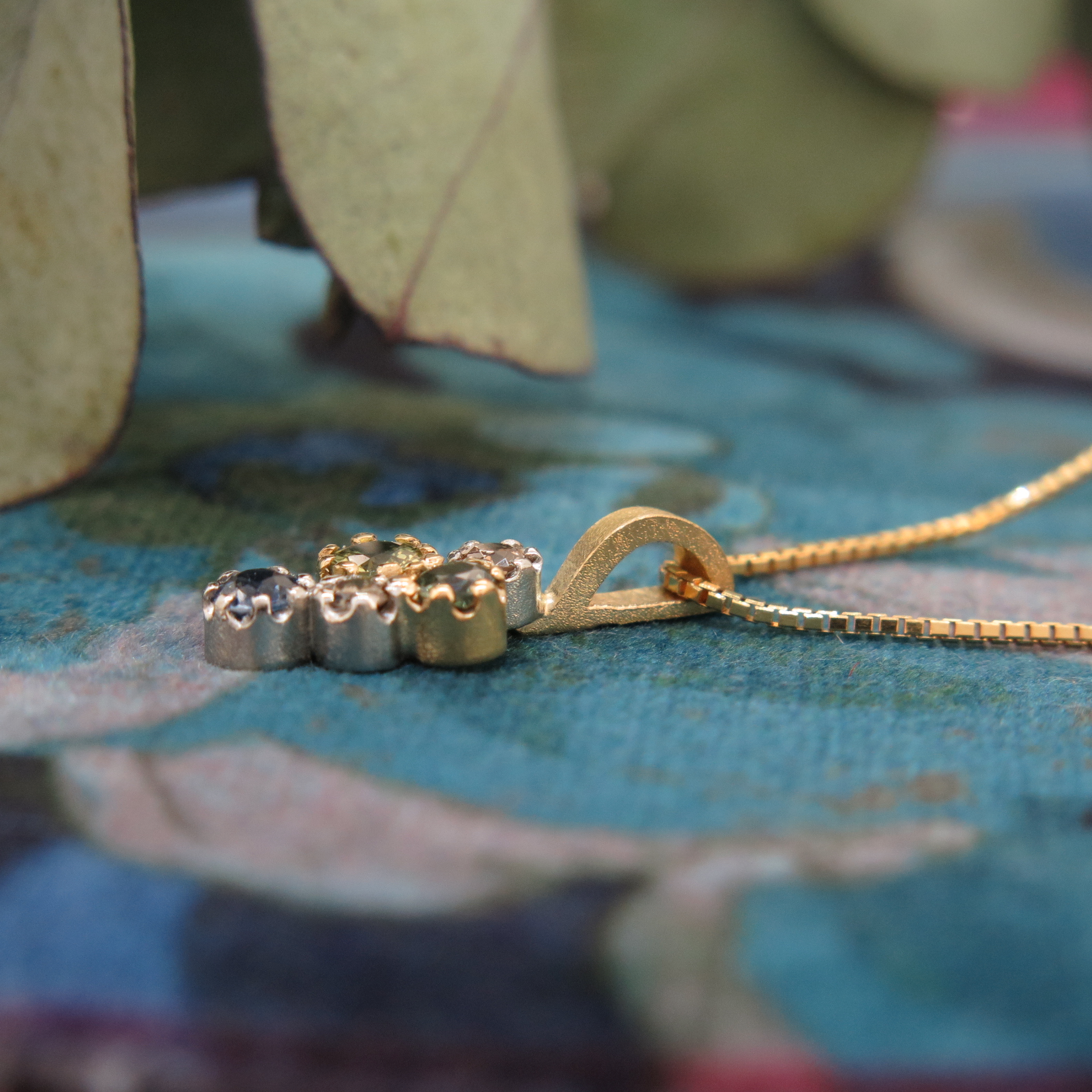Handmade 18ct yellow gold, platinum, Sapphire and Diamond 'Star Cluster' pendant. Handmade 18ct yellow gold, platinum, Sapphire and Diamond 'Star Cluster' pendant.