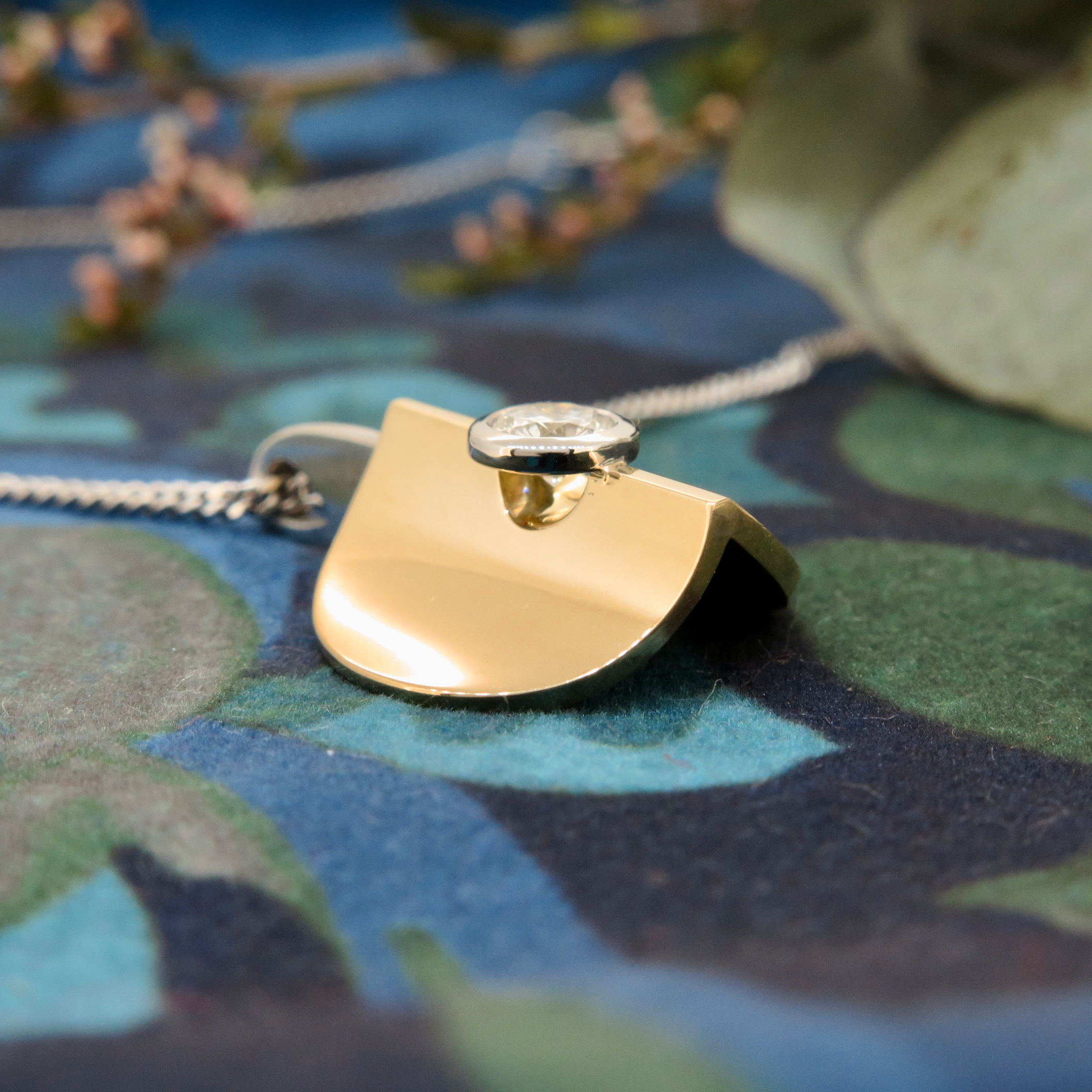 Handmade 18ct yellow gold, platinum and Diamond 'Meridian Moon' Pendant Handmade 18ct yellow gold, platinum and Diamond 'Meridian Moon' Pendant