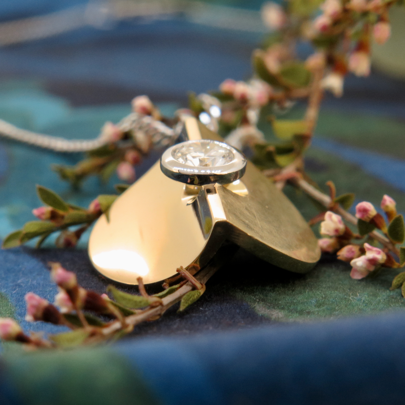 Handmade 18ct yellow gold, platinum and Diamond 'Meridian Moon' Pendant Handmade 18ct yellow gold, platinum and Diamond 'Meridian Moon' Pendant